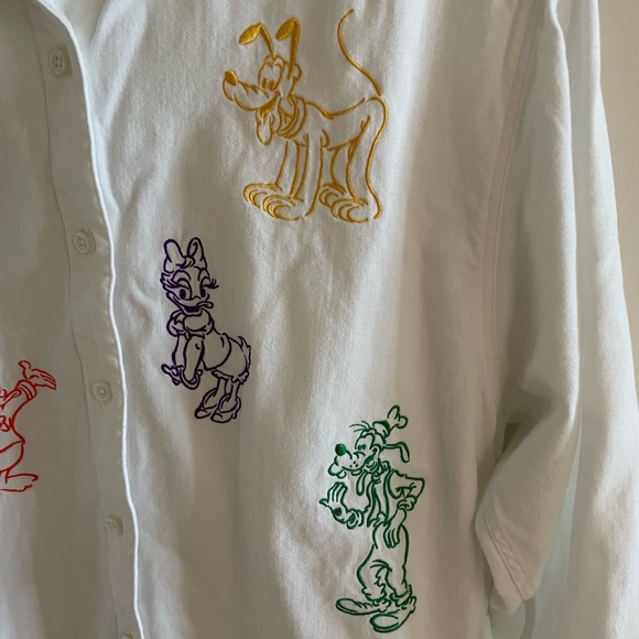 Vintage Disney Oversized White Embroidered Button Down Shirt Size Large - Picture 9 of 13